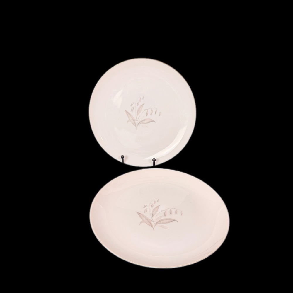 Kaysons Dinner Plates 2pc Set 9" White Gold Rhapsody Floral Fine China Japan